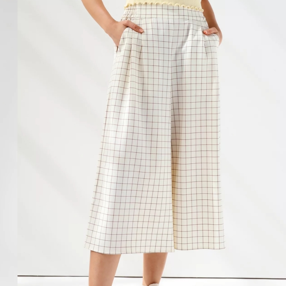 Aritzia Sunday Best Sullivan Checkered Wide Leg Pant in Amber Earth - Picture 4 of 11